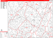 East Orange  Wall Map Red Line Style